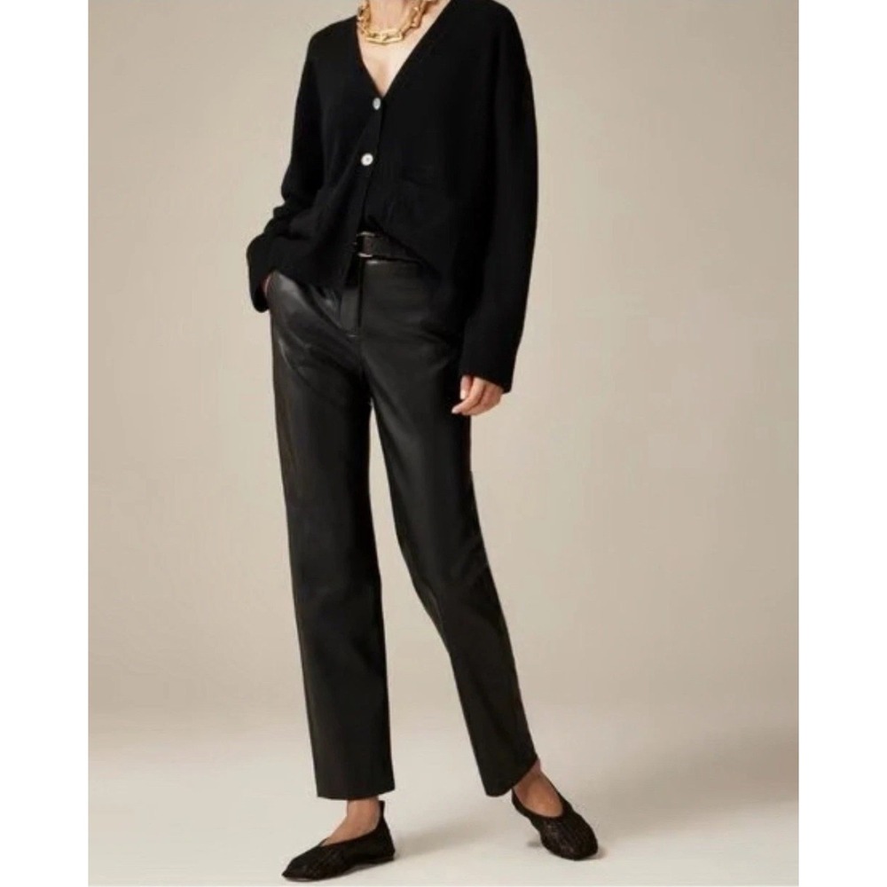 J.Crew Kate Straight Leg Faux Leather Pants Black Sz 6 Stretch BU141 $148 Vegan